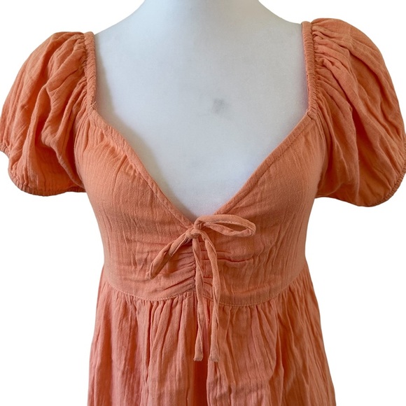Roxy Women’s Clearwater Cove Mini Short Sleeves V-Neck Dress Orange Size M NWT - Picture 3 of 10